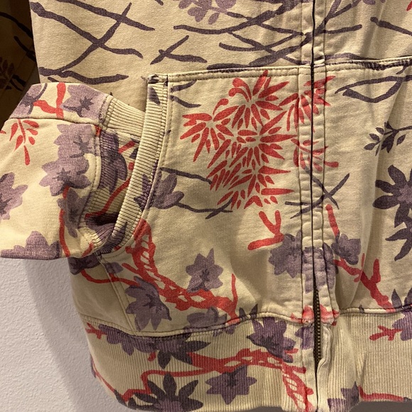 Beige red and purple oriental print Lucky Brand hoodie Large - Picture 4 of 5